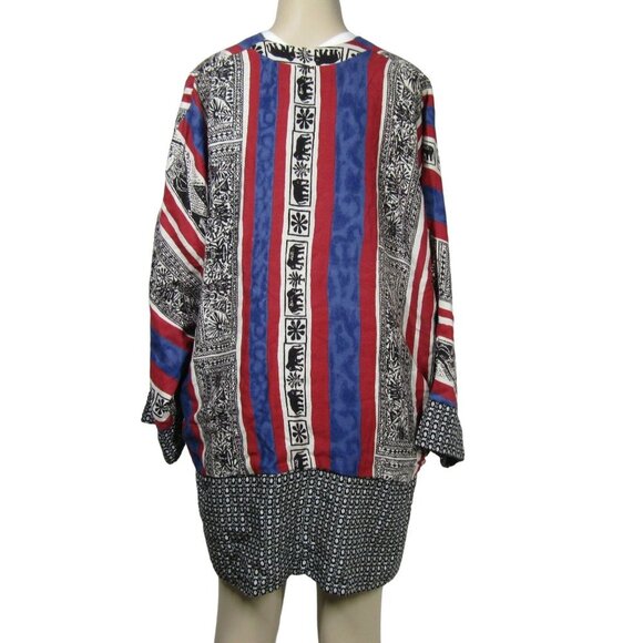 VTG 80s 90s KIMONO REVERSIBLE ART TO WEAR Boho Hand Made Jacket Festival M - Picture 4 of 11